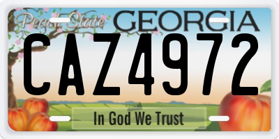 GA license plate CAZ4972