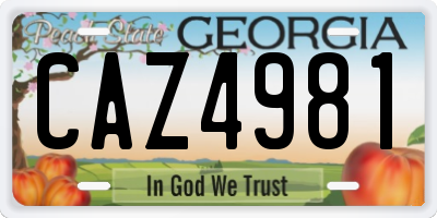 GA license plate CAZ4981