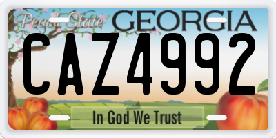 GA license plate CAZ4992