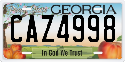 GA license plate CAZ4998