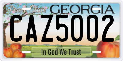 GA license plate CAZ5002