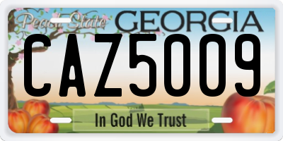 GA license plate CAZ5009