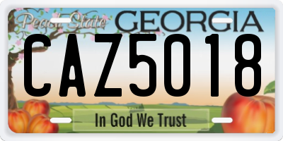 GA license plate CAZ5018