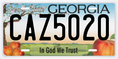 GA license plate CAZ5020