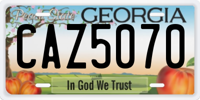 GA license plate CAZ5070