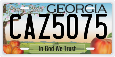 GA license plate CAZ5075