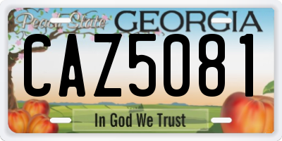 GA license plate CAZ5081