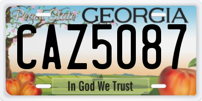 GA license plate CAZ5087