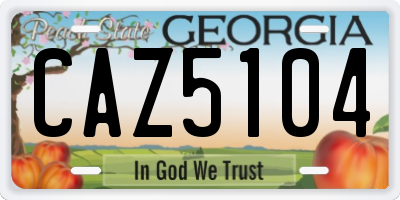 GA license plate CAZ5104