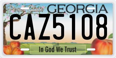 GA license plate CAZ5108