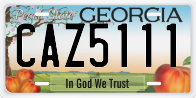 GA license plate CAZ5111