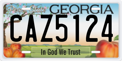 GA license plate CAZ5124