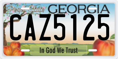 GA license plate CAZ5125