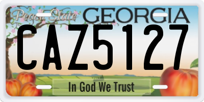 GA license plate CAZ5127