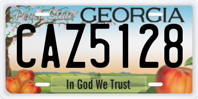 GA license plate CAZ5128