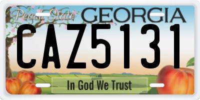 GA license plate CAZ5131
