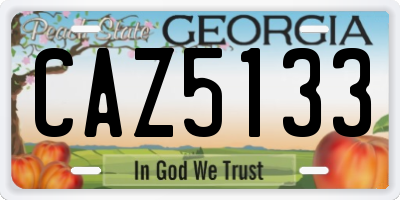 GA license plate CAZ5133