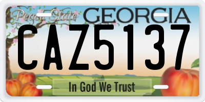 GA license plate CAZ5137