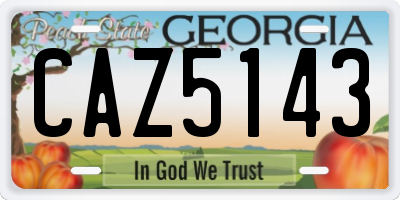 GA license plate CAZ5143