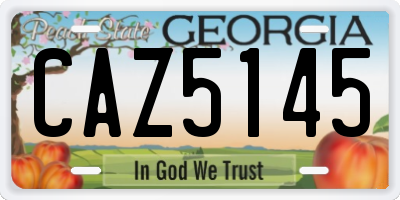 GA license plate CAZ5145