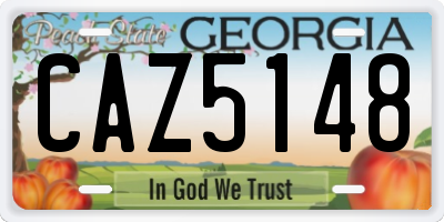 GA license plate CAZ5148