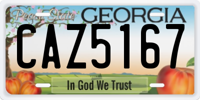 GA license plate CAZ5167