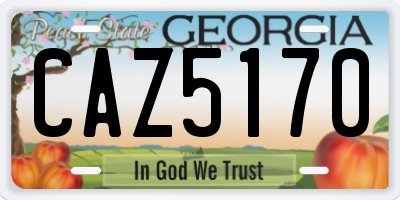 GA license plate CAZ5170