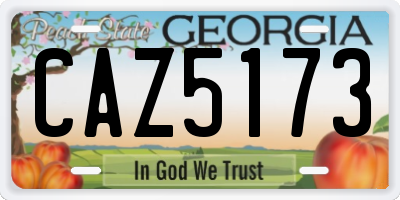 GA license plate CAZ5173