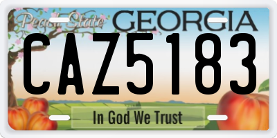 GA license plate CAZ5183