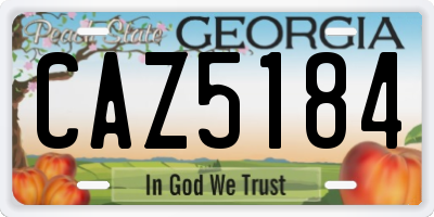 GA license plate CAZ5184