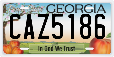 GA license plate CAZ5186