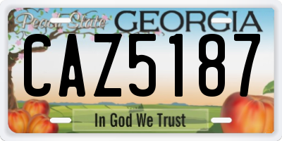 GA license plate CAZ5187