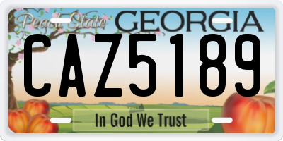 GA license plate CAZ5189