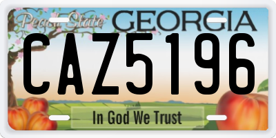 GA license plate CAZ5196