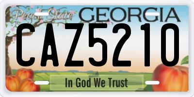 GA license plate CAZ5210