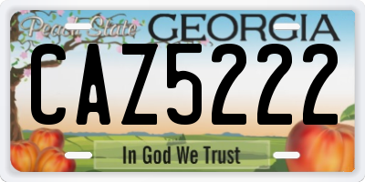 GA license plate CAZ5222