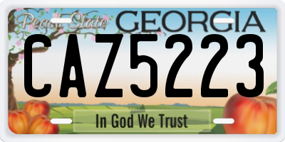 GA license plate CAZ5223