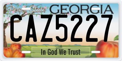 GA license plate CAZ5227