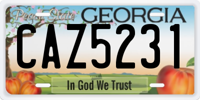 GA license plate CAZ5231