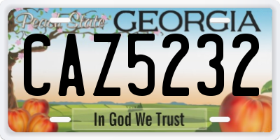GA license plate CAZ5232