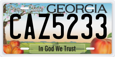 GA license plate CAZ5233