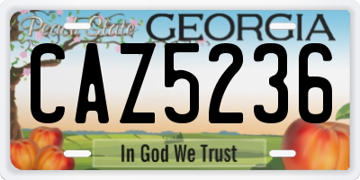 GA license plate CAZ5236