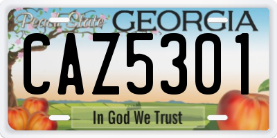 GA license plate CAZ5301