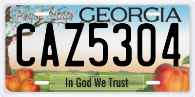 GA license plate CAZ5304