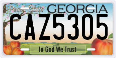 GA license plate CAZ5305