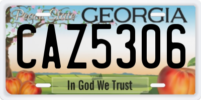 GA license plate CAZ5306