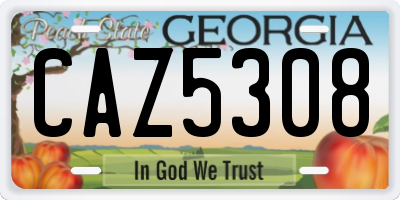 GA license plate CAZ5308