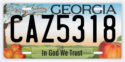 GA license plate CAZ5318