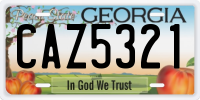 GA license plate CAZ5321