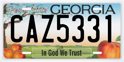 GA license plate CAZ5331